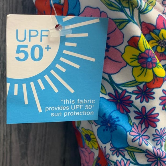 New Draper James RSVP Womens Large Bright Flowers One Piece UPF 50 Swim Suit - Picture 5 of 6